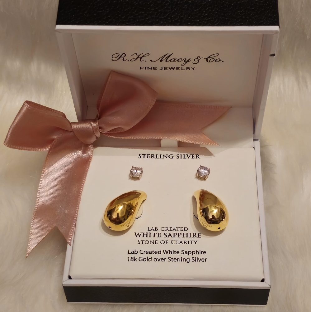 $100retail-BEAUTIFUL GIFTABLE- Macy's fine jewelry set with box⏰️(🎁free gift)